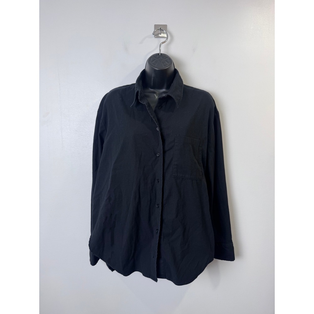 Reformation Women Black Button Down Oversized Long Sleeve Shirt Small